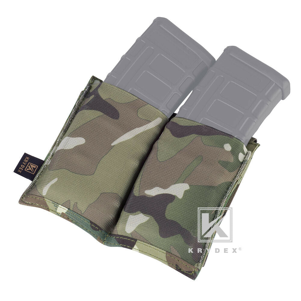 KRYDEX Fast Draw Tactical Molle Elastic Double 5.56 .223 M4 M16 AR Rifle Magazine Pouch Mag Carrier Holster Multiuse Pouch