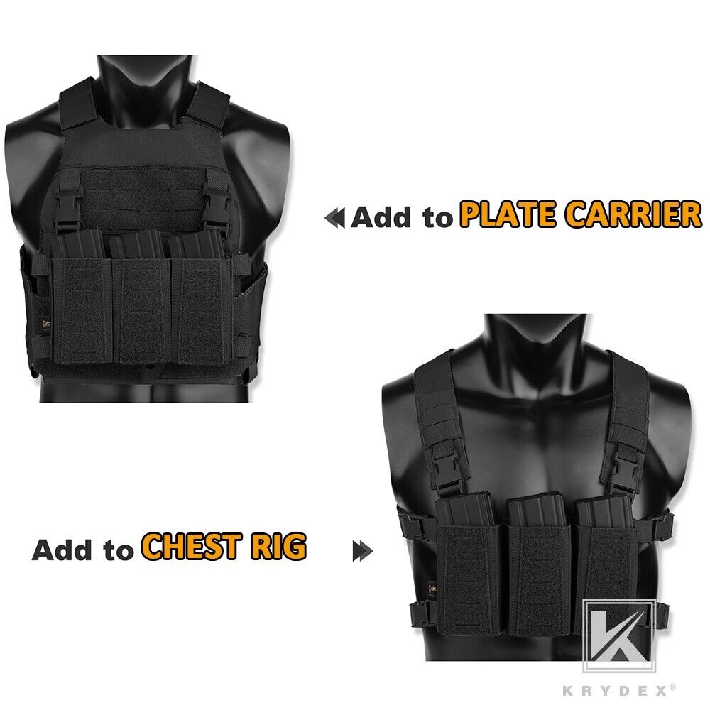 Krydex Tactical Triple Placard .223 5.56 Mag Pouch Retention Insert Holder Chest Rig Plate Carrier