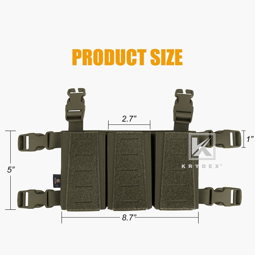 Krydex Tactical Triple Placard .223 5.56 Mag Pouch Retention Insert Holder Chest Rig Plate Carrier