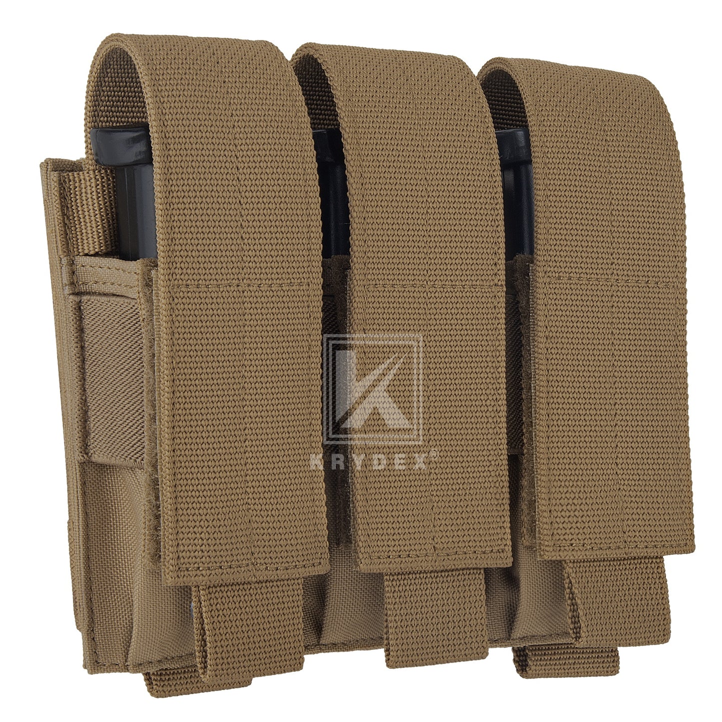 Krydex Tactical 9mm Triple Mag Pouch Modular Single / Double Stack Pistol Magzine Holder MOLLE Compatible