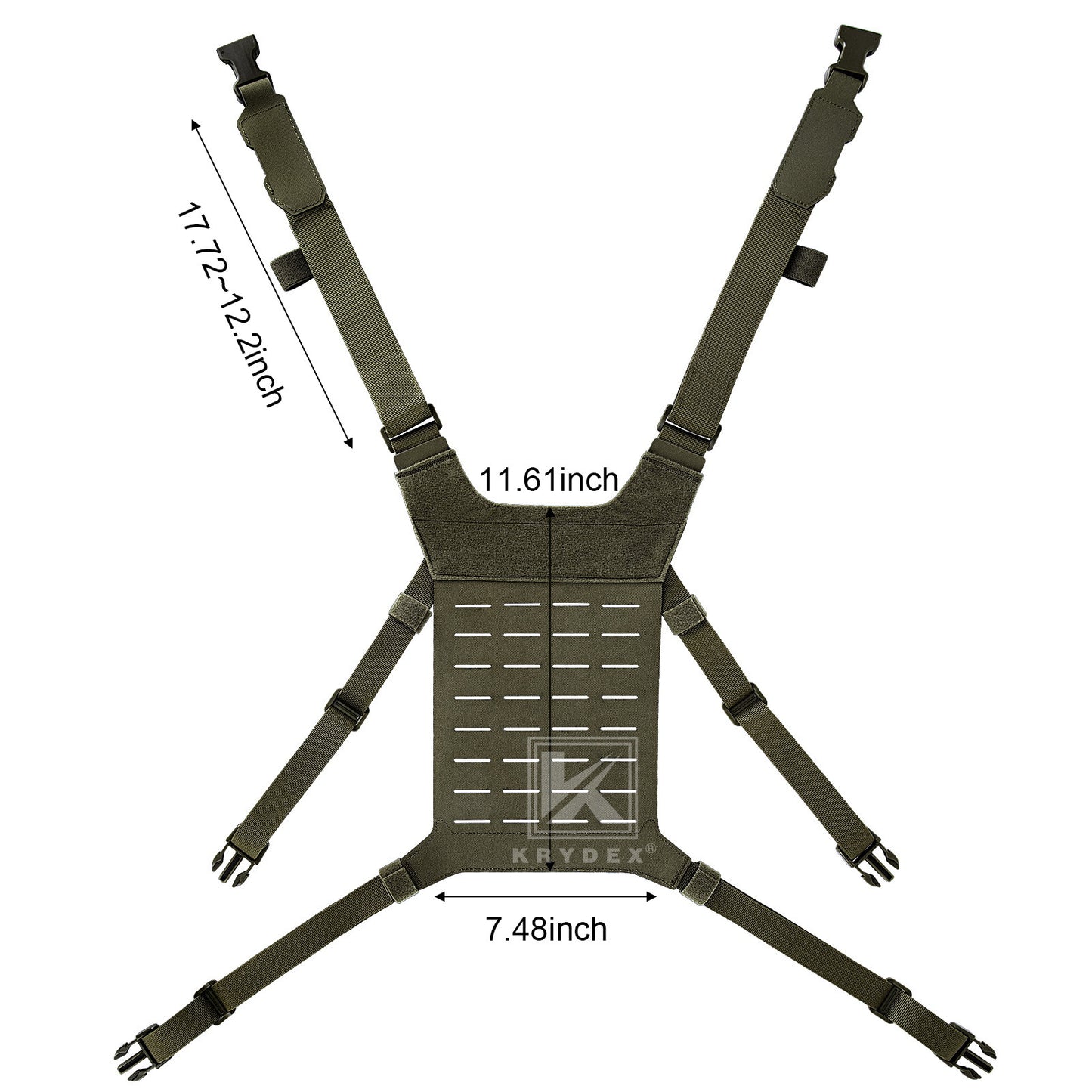 Krydex Tactical Chest Rig Shoulder Strap with Back MOLLE Panel Add-on Loading System