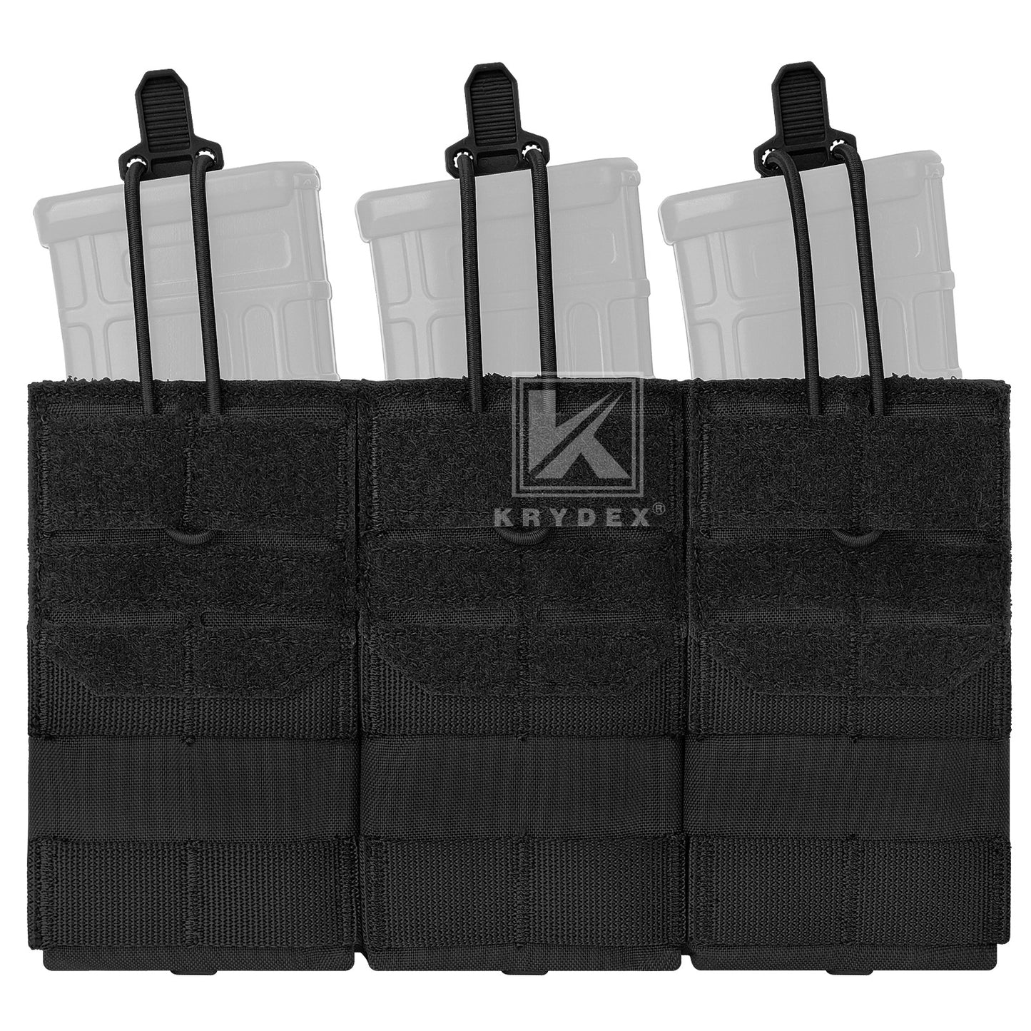 Krydex Tactical 556 Triple Mag Pouch Open Top MOLLE Magazine Holder for M4/M16/AR15 Fast Draw Quick Reload