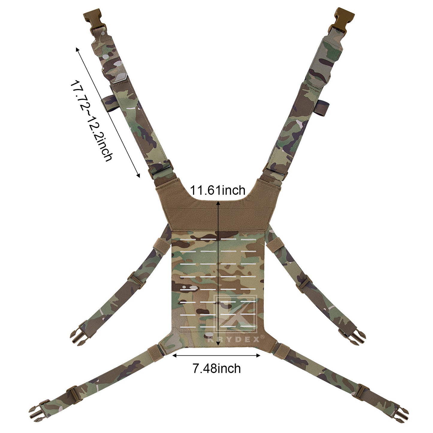 Krydex Tactical Chest Rig Shoulder Strap with Back MOLLE Panel Add-on Loading System