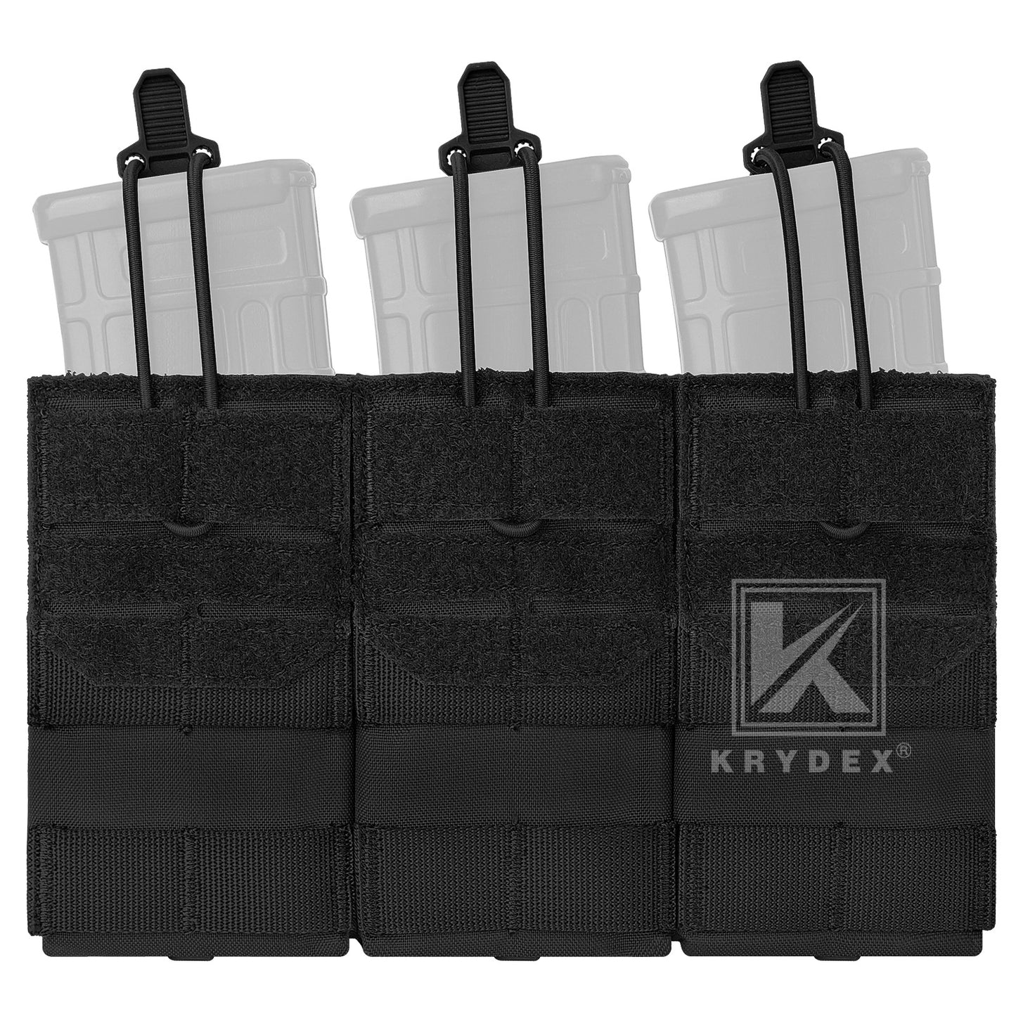 Krydex Tactical 556 Triple Mag Pouch Open Top MOLLE Magazine Holder for M4/M16/AR15 Fast Draw Quick Reload