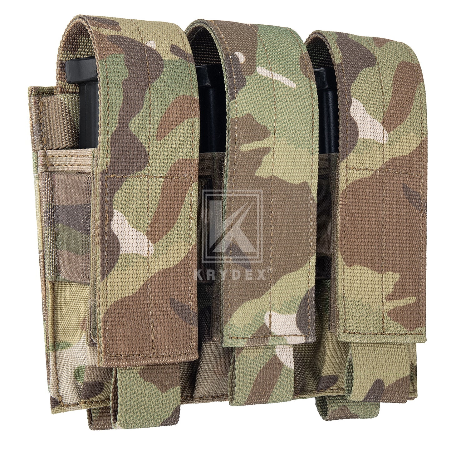 Krydex Tactical 9mm Triple Mag Pouch Modular Single / Double Stack Pistol Magzine Holder MOLLE Compatible