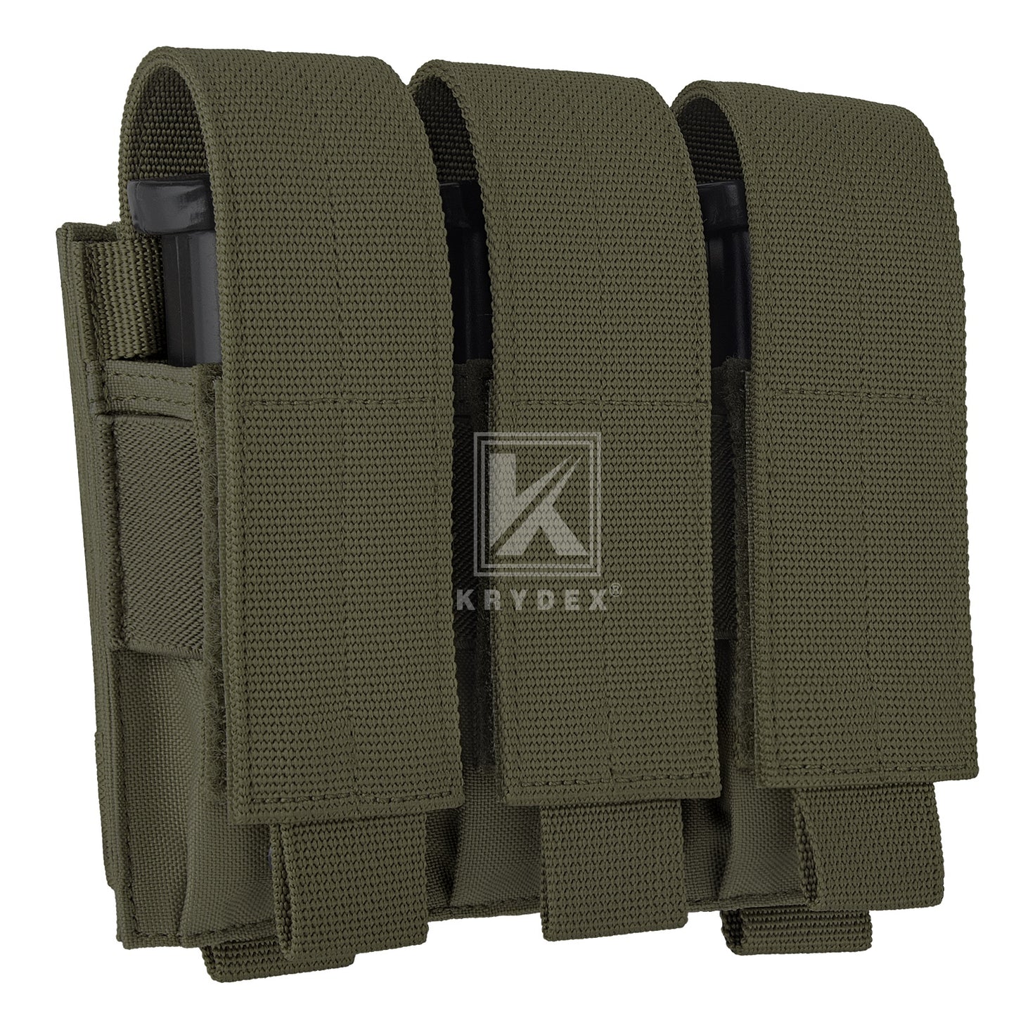 Krydex Tactical 9mm Triple Mag Pouch Modular Single / Double Stack Pistol Magzine Holder MOLLE Compatible