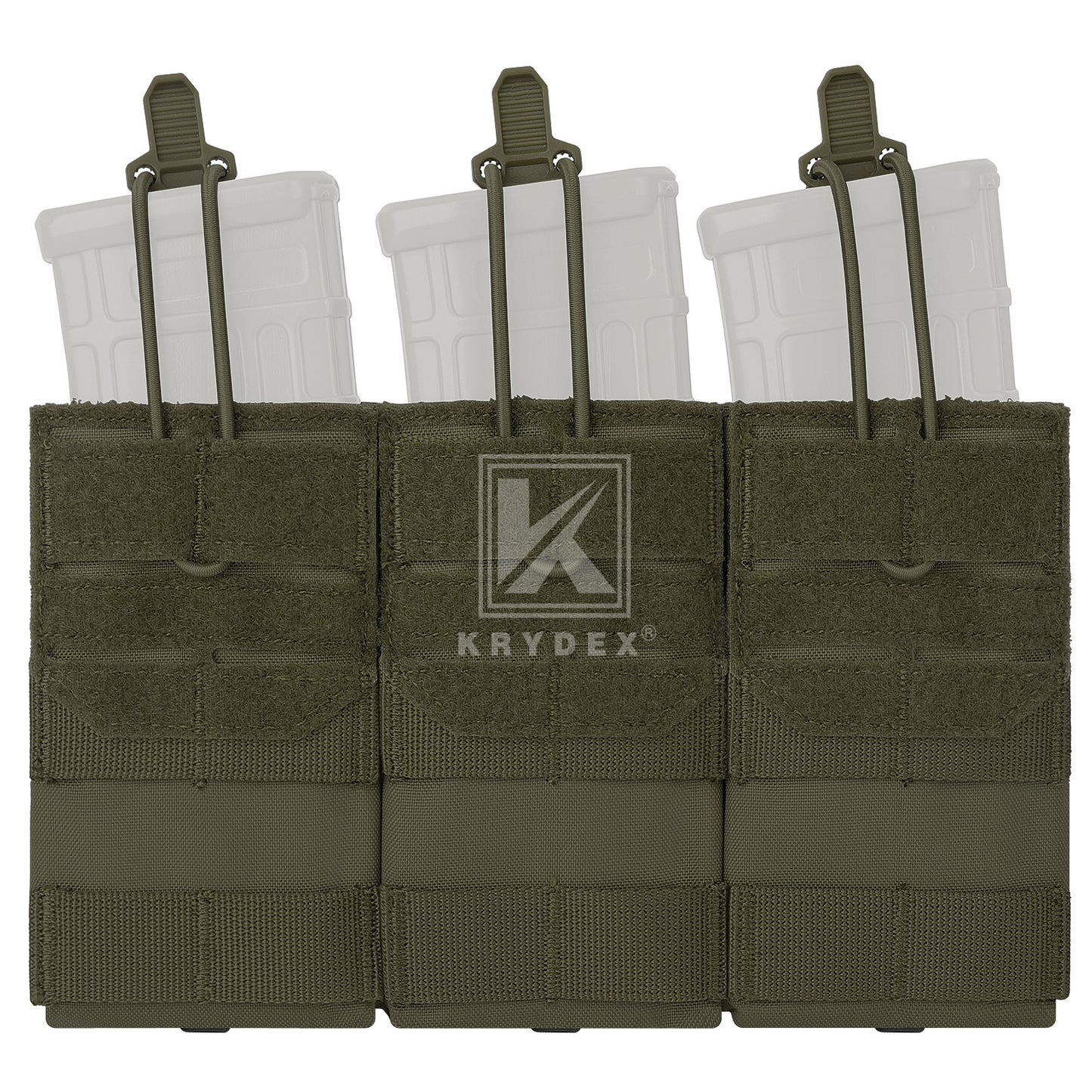 Krydex Tactical 556 Triple Mag Pouch Open Top MOLLE Magazine Holder for M4/M16/AR15 Fast Draw Quick Reload
