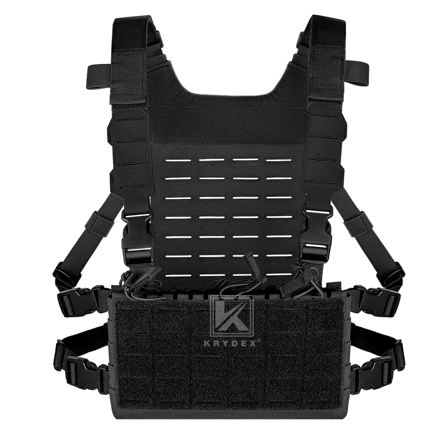 Krydex Tactical Chest Rig Shoulder Strap with Back MOLLE Panel Add-on Loading System
