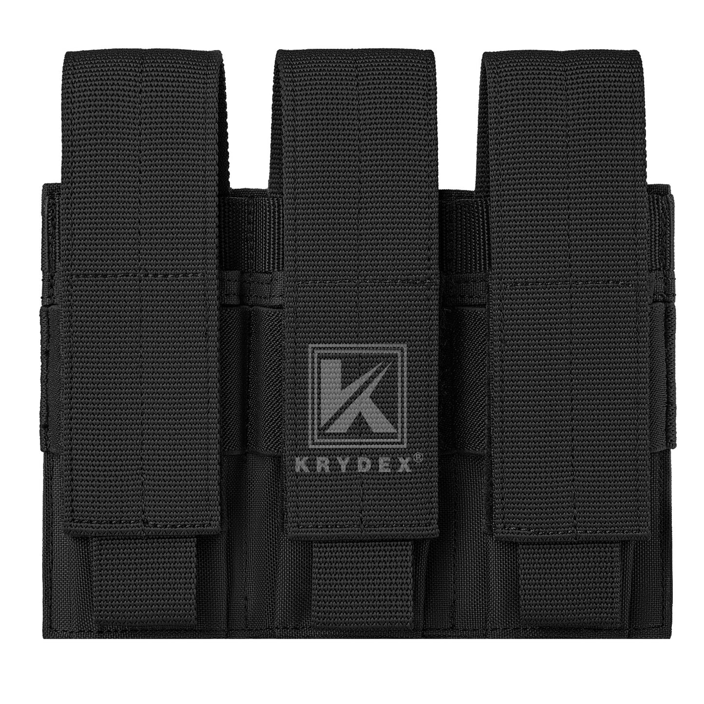 Krydex Tactical 9mm Triple Mag Pouch Modular Single / Double Stack Pistol Magzine Holder MOLLE Compatible