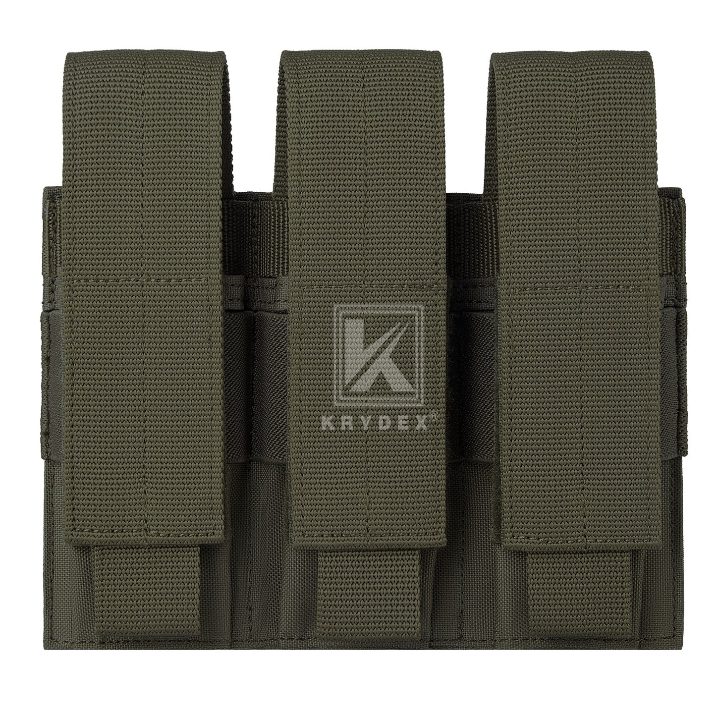 Krydex Tactical 9mm Triple Mag Pouch Modular Single / Double Stack Pistol Magzine Holder MOLLE Compatible