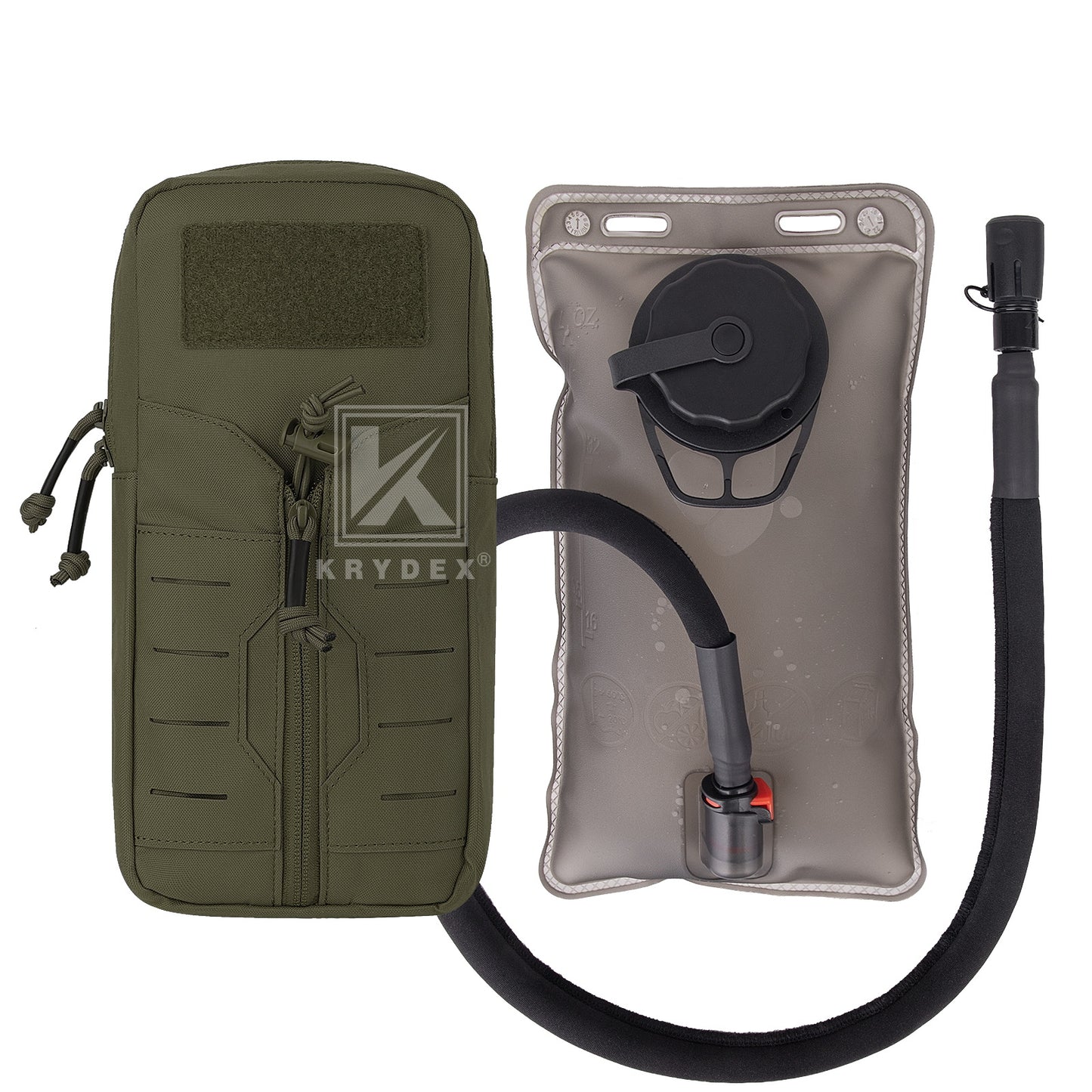 Krydex Tactical 1L Hydration Pack 34oz TPU Water Bladder MOLLE Attachment Vest Outdoor Hiking Backpack