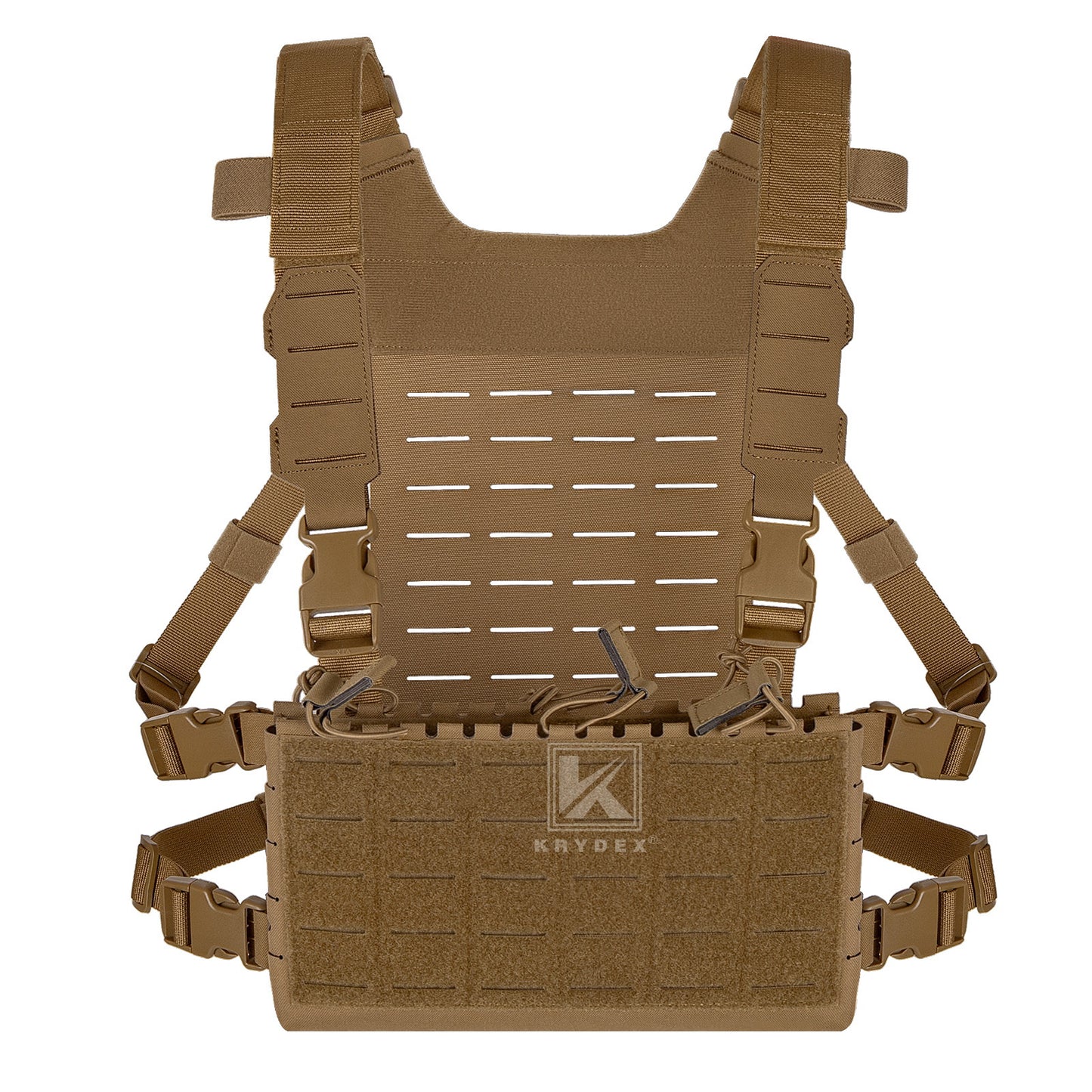 Krydex Tactical Chest Rig Shoulder Strap with Back MOLLE Panel Add-on Loading System