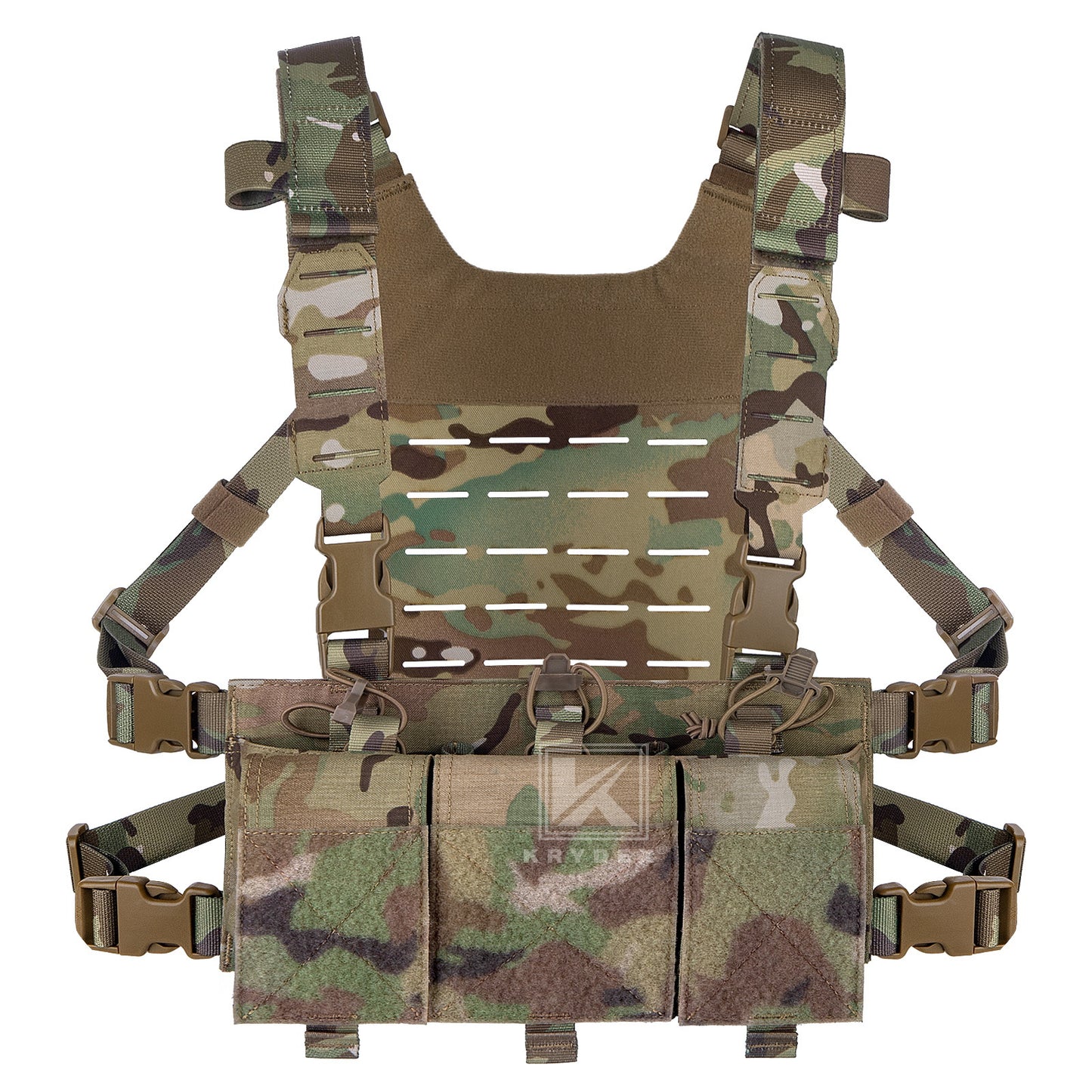 Krydex Tactical Chest Rig Shoulder Strap with Back MOLLE Panel Add-on Loading System