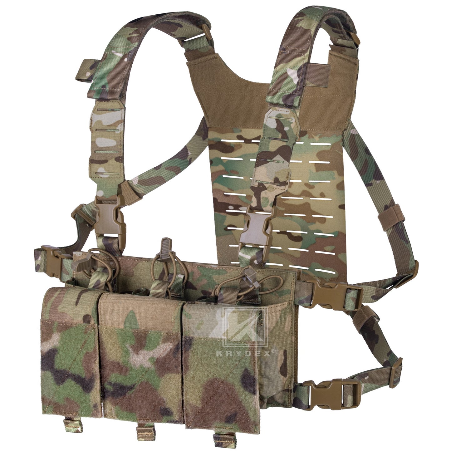Krydex Tactical Chest Rig Shoulder Strap with Back MOLLE Panel Add-on Loading System