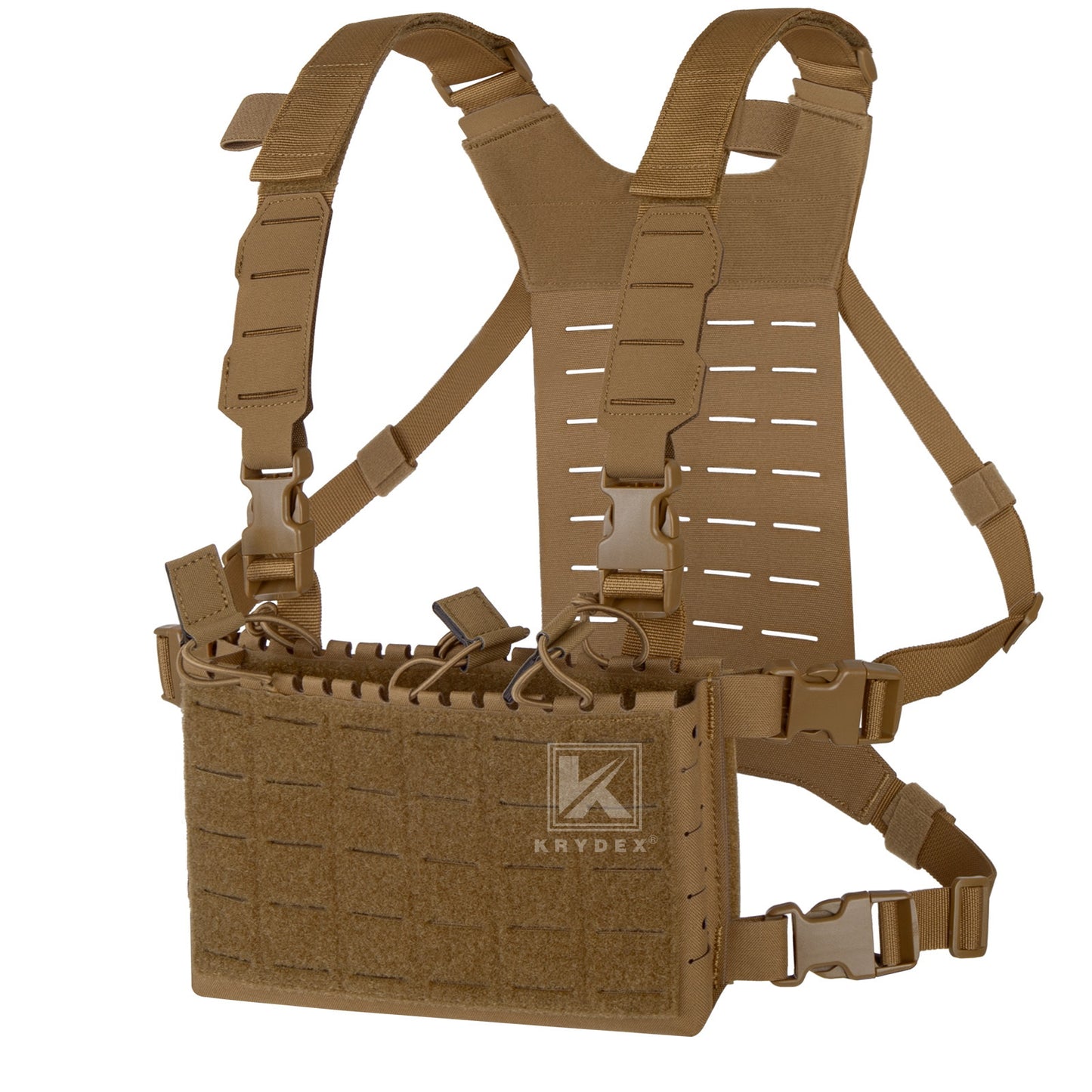Krydex Tactical Chest Rig Shoulder Strap with Back MOLLE Panel Add-on Loading System