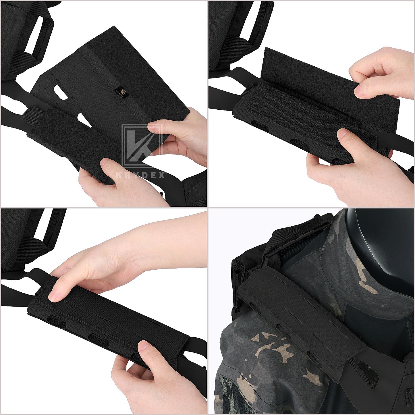 Krydex Tactical Shoulder Pads Soft EVA Cushion for Vest Carrier Chest Rig Slingster Laser Cut  Organizer Fits 2" - 2.5" Strap