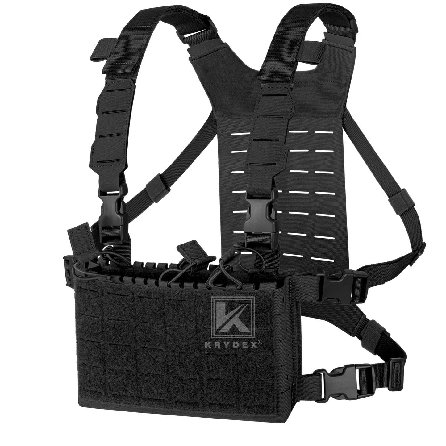Krydex Tactical Chest Rig Shoulder Strap with Back MOLLE Panel Add-on Loading System