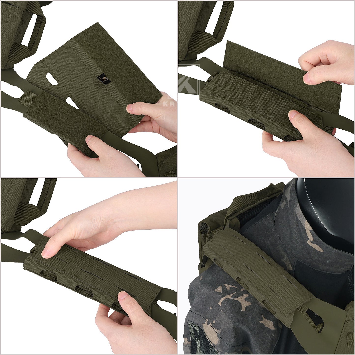 Krydex Tactical Shoulder Pads Soft EVA Cushion for Vest Carrier Chest Rig Slingster Laser Cut  Organizer Fits 2" - 2.5" Strap