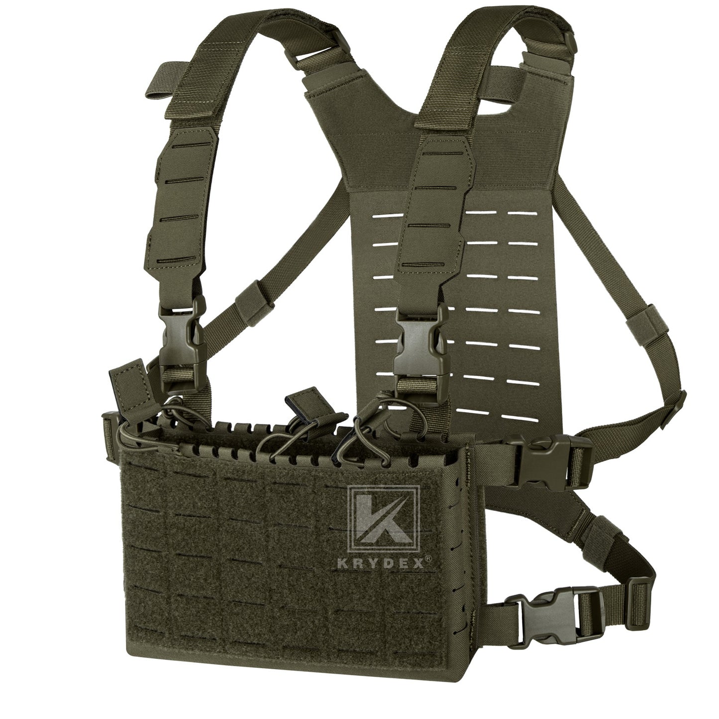 Krydex Tactical Chest Rig Shoulder Strap with Back MOLLE Panel Add-on Loading System