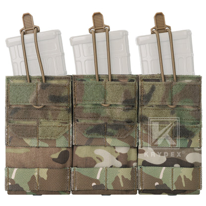 Krydex Tactical 556 Triple Mag Pouch Open Top MOLLE Magazine Holder for M4/M16/AR15 Fast Draw Quick Reload