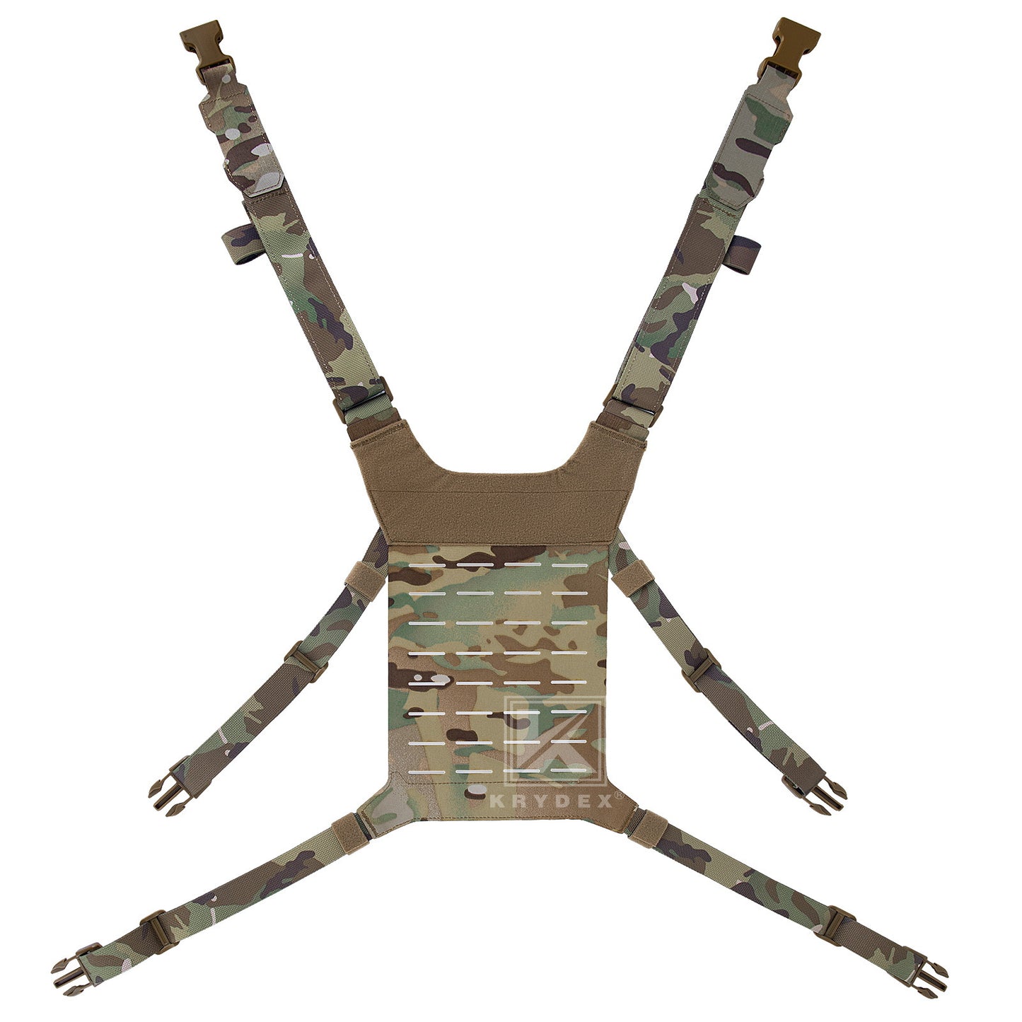 Krydex Tactical Chest Rig Shoulder Strap with Back MOLLE Panel Add-on Loading System
