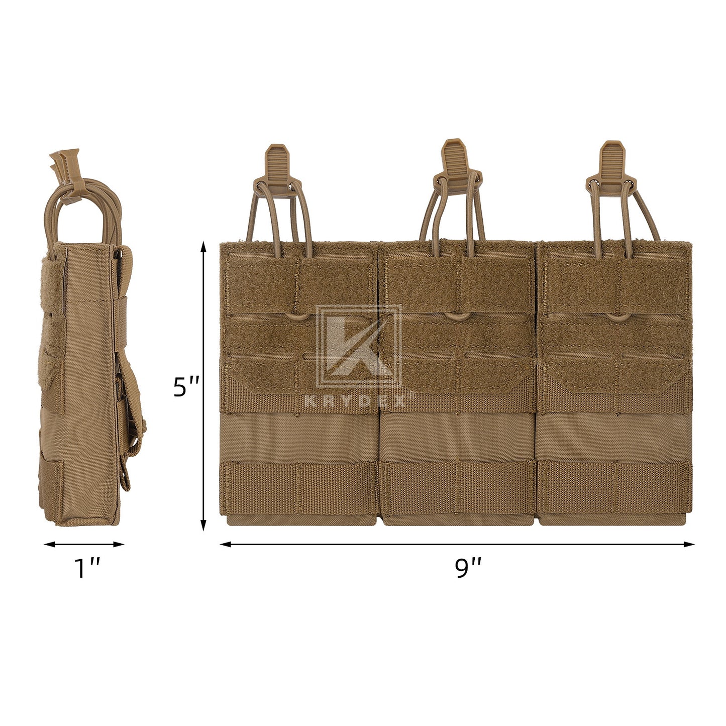 Krydex Tactical 556 Triple Mag Pouch Open Top MOLLE Magazine Holder for M4/M16/AR15 Fast Draw Quick Reload