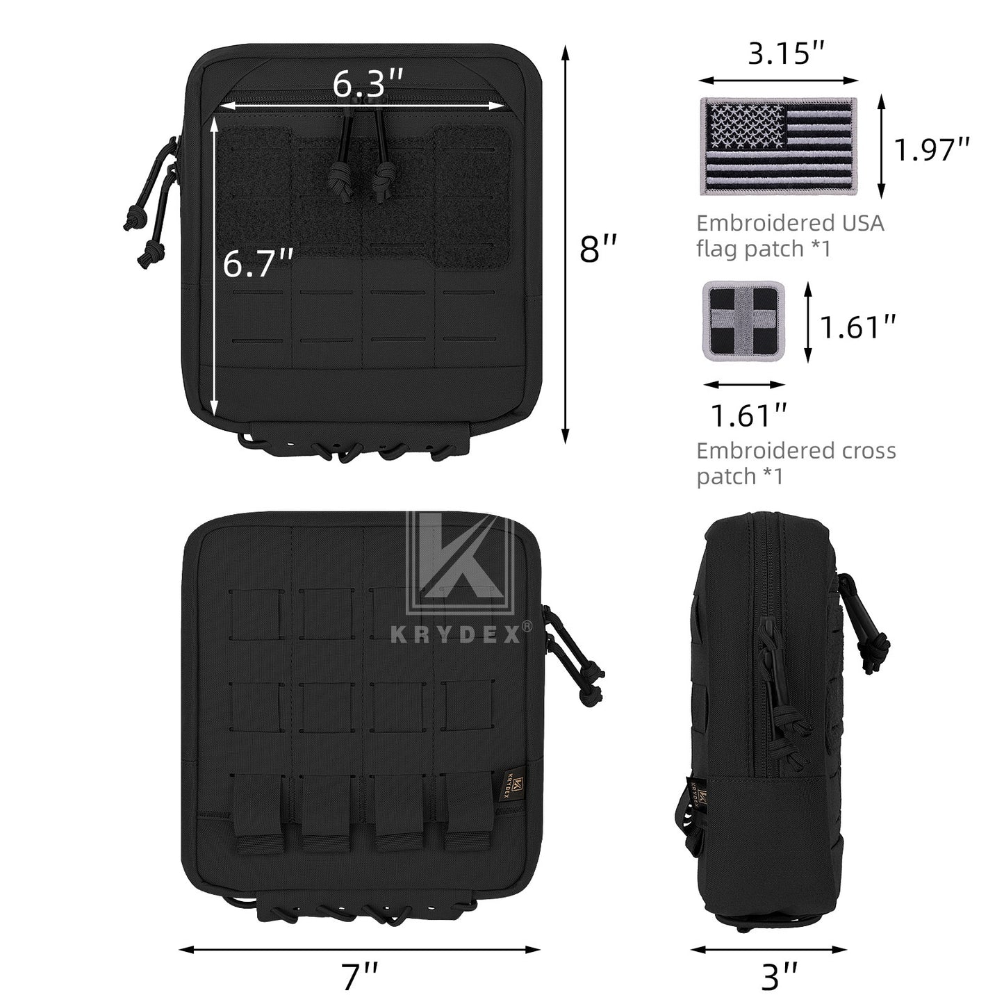Krydex Tactical 8x7 Admin Pouch MOLLE Low Profile Modular Medic Pouch Tourniquet Holder