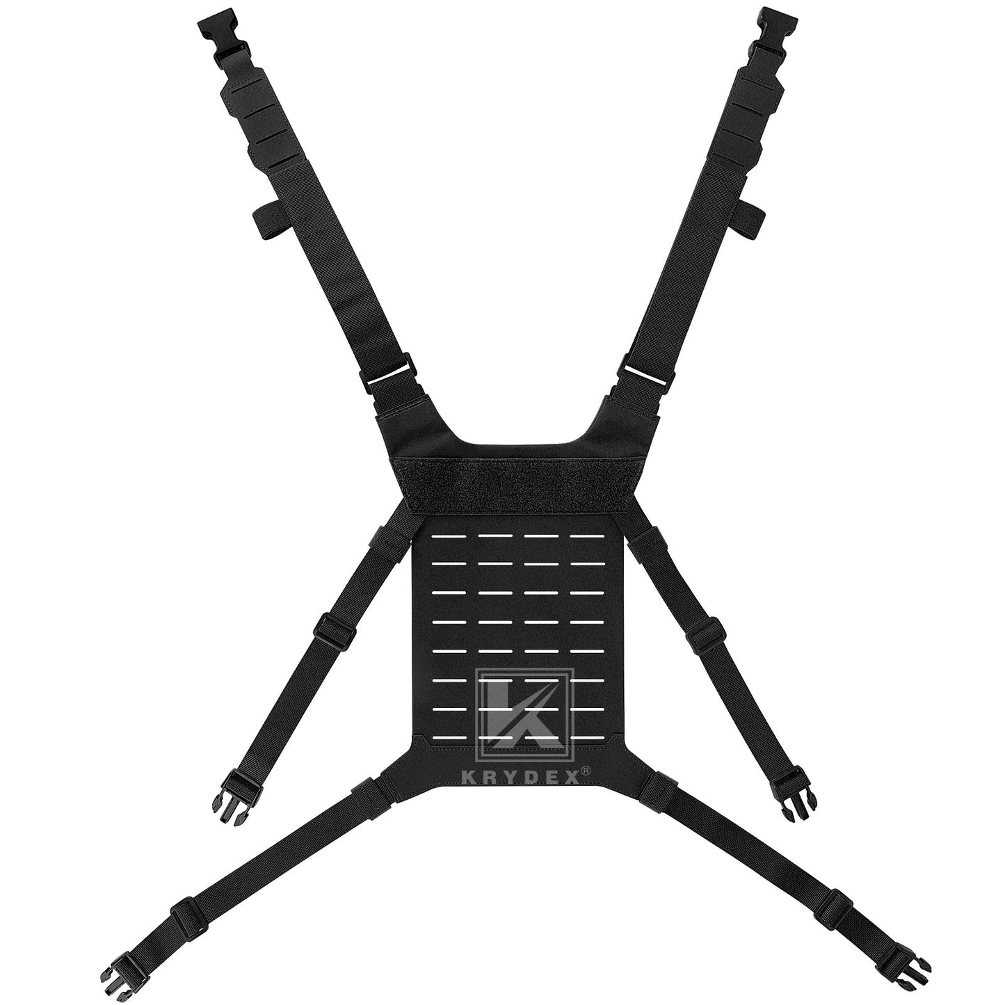 Krydex Tactical Chest Rig Shoulder Strap with Back MOLLE Panel Add-on Loading System