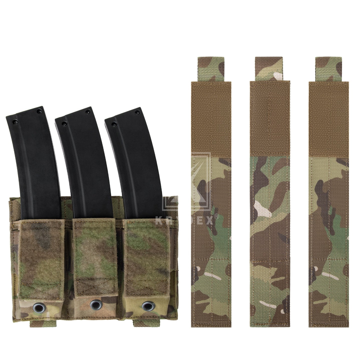 Krydex Tactical 9mm Triple Mag Pouch Modular Single / Double Stack Pistol Magzine Holder MOLLE Compatible
