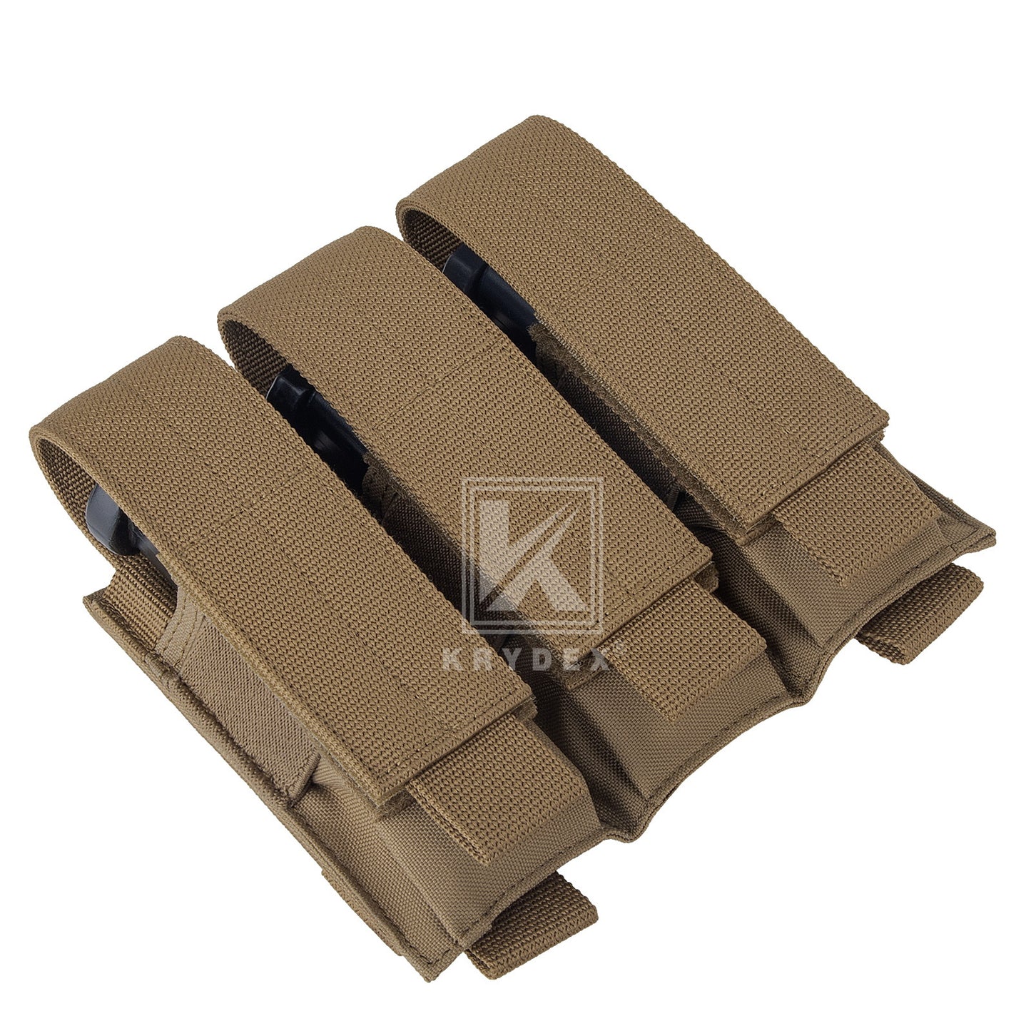 Krydex Tactical 9mm Triple Mag Pouch Modular Single / Double Stack Pistol Magzine Holder MOLLE Compatible
