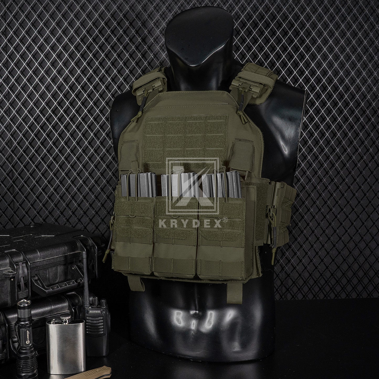Krydex Tactical 556 Triple Mag Pouch Open Top MOLLE Magazine Holder for M4/M16/AR15 Fast Draw Quick Reload