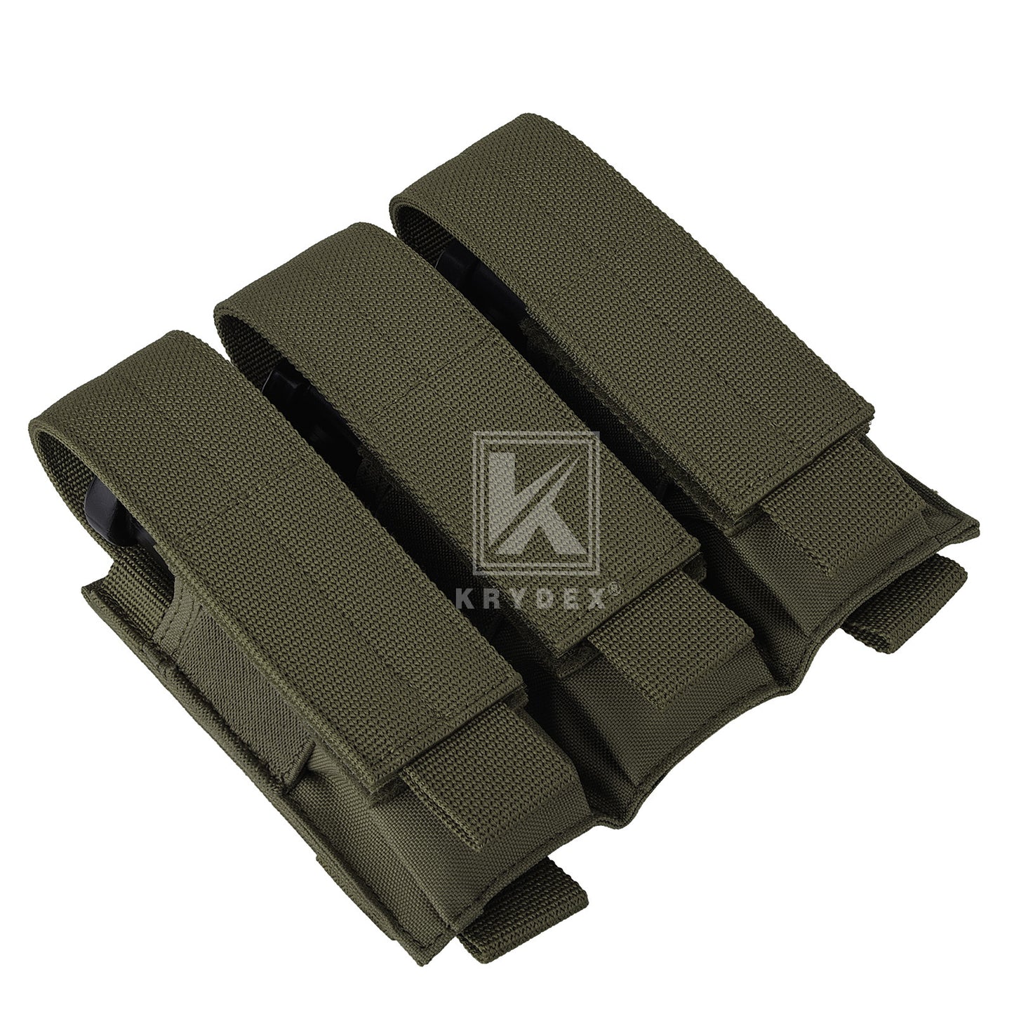 Krydex Tactical 9mm Triple Mag Pouch Modular Single / Double Stack Pistol Magzine Holder MOLLE Compatible