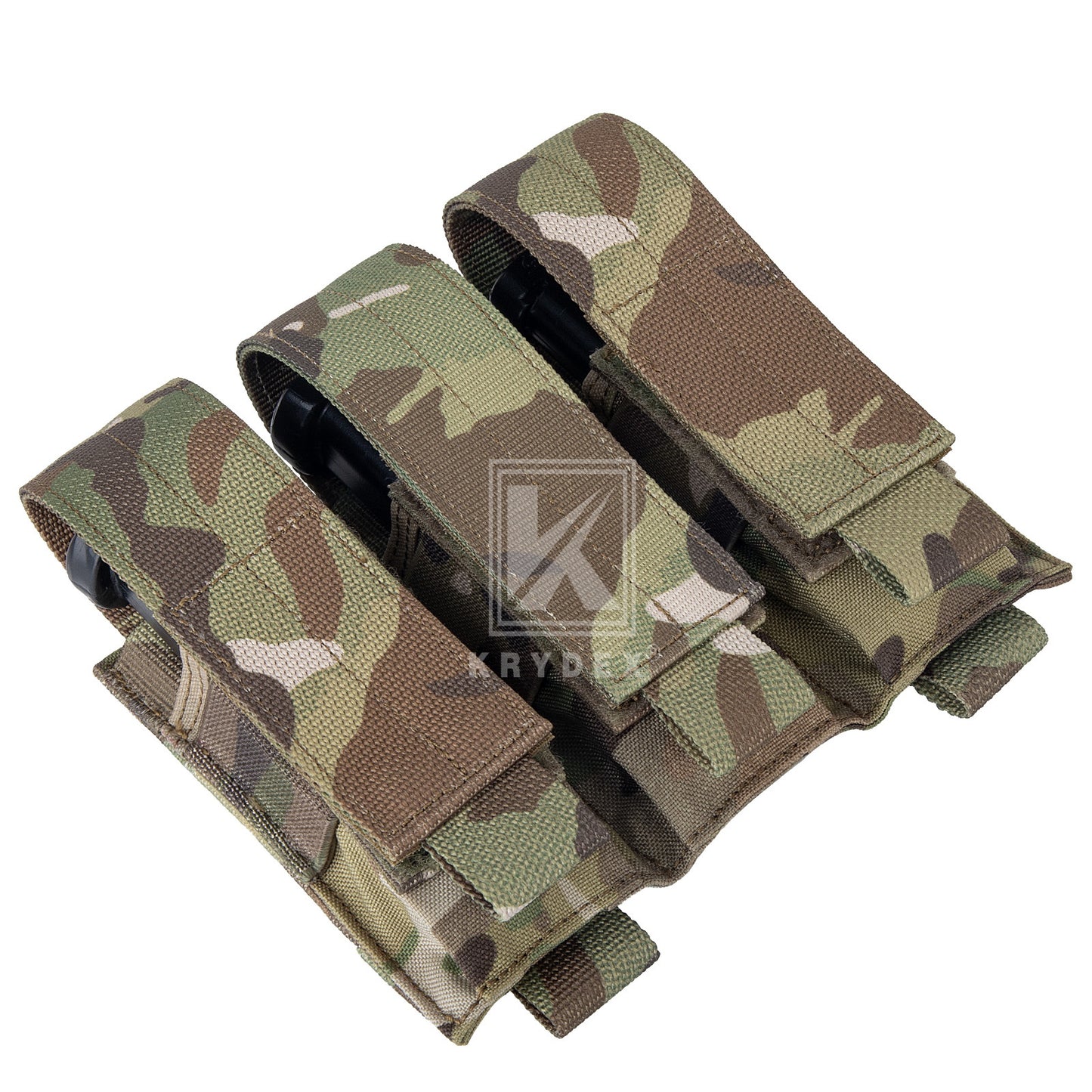 Krydex Tactical 9mm Triple Mag Pouch Modular Single / Double Stack Pistol Magzine Holder MOLLE Compatible