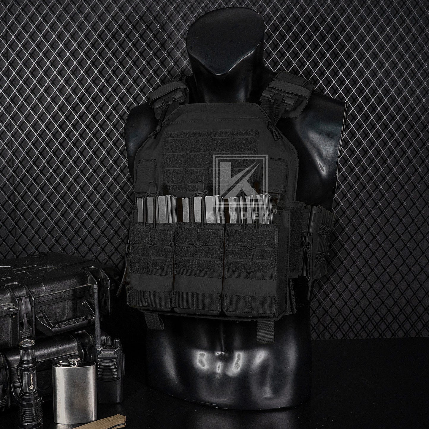 Krydex Tactical 556 Triple Mag Pouch Open Top MOLLE Magazine Holder for M4/M16/AR15 Fast Draw Quick Reload