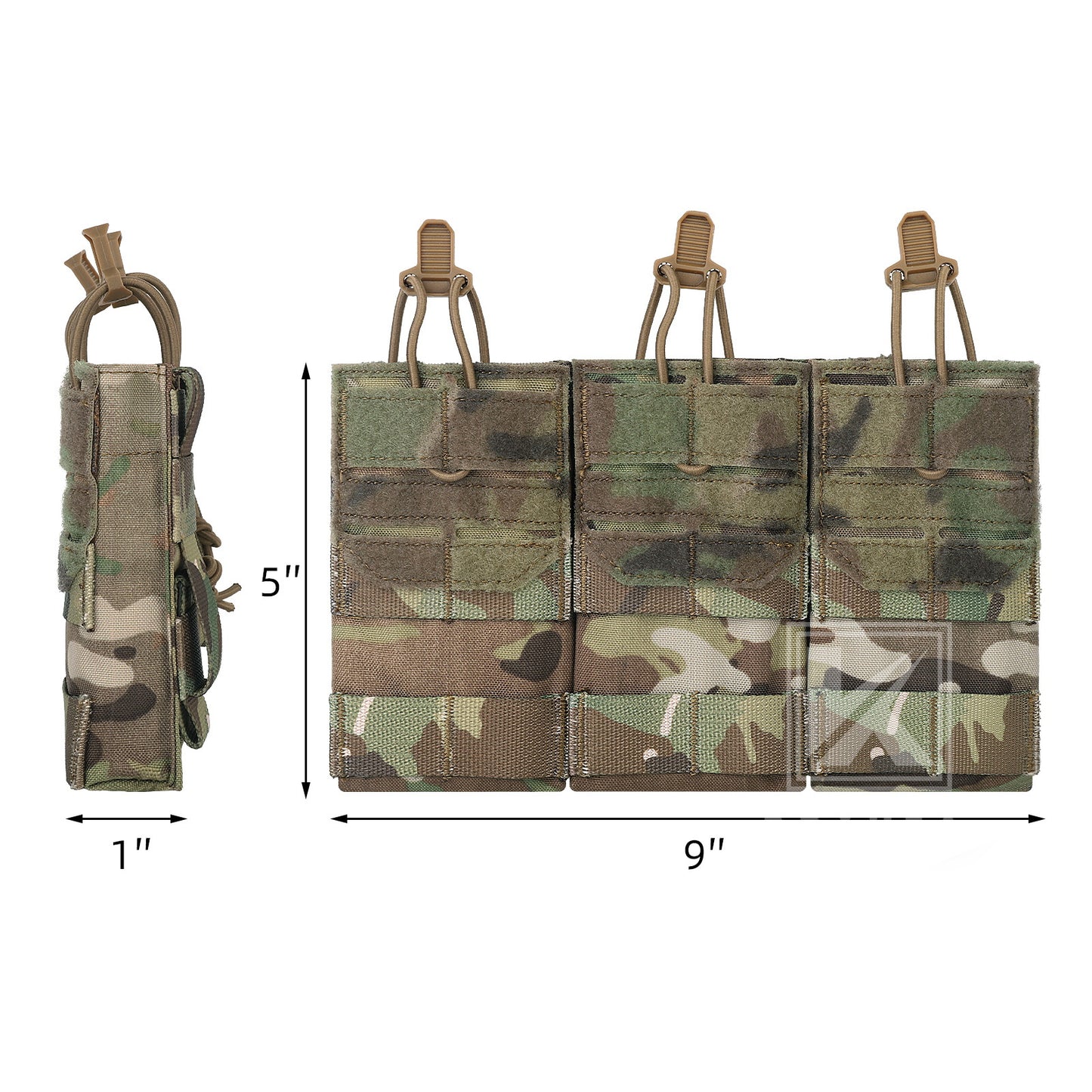 Krydex Tactical 556 Triple Mag Pouch Open Top MOLLE Magazine Holder for M4/M16/AR15 Fast Draw Quick Reload