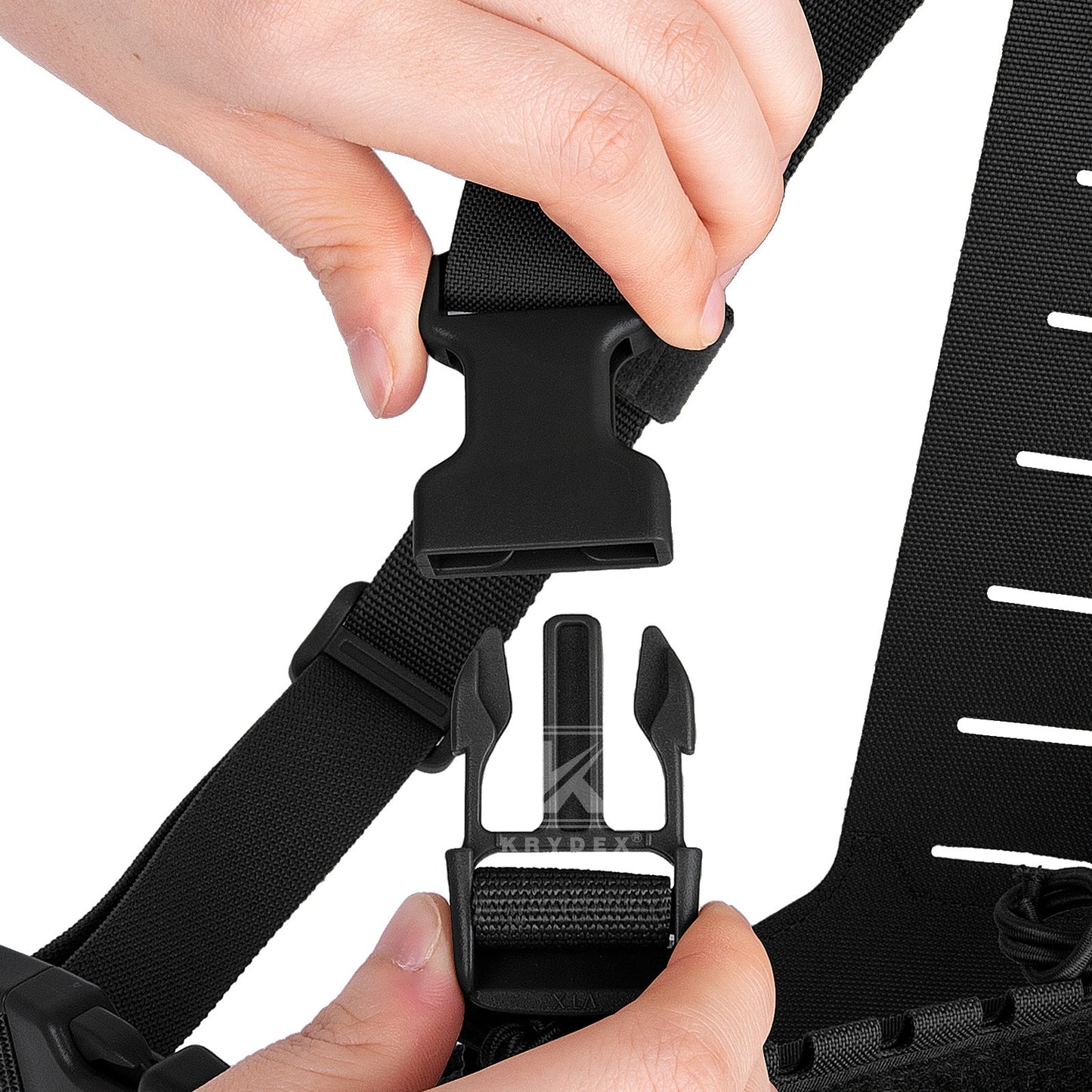 Krydex Tactical Chest Rig Shoulder Strap with Back MOLLE Panel Add-on Loading System
