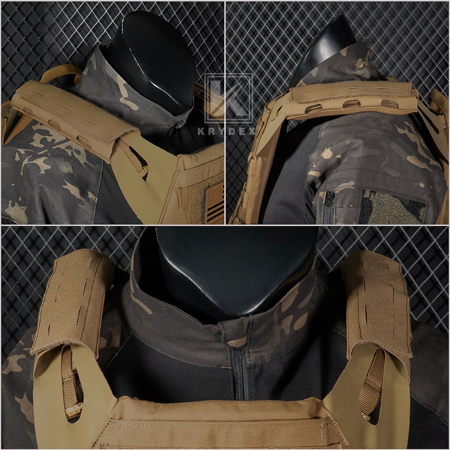 Krydex Tactical Shoulder Pads Soft EVA Cushion for Vest Carrier Chest Rig Slingster Laser Cut  Organizer Fits 2" - 2.5" Strap