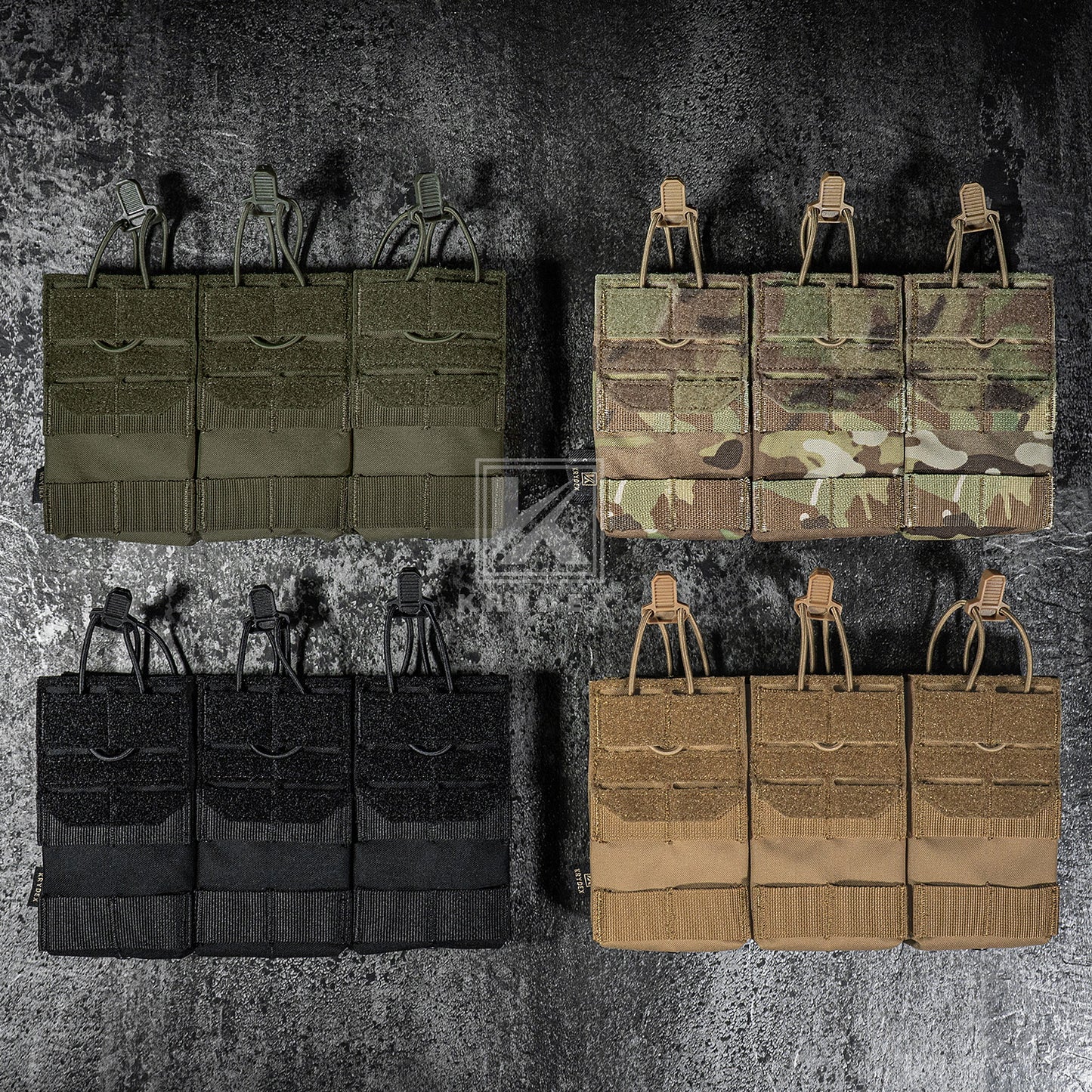 Krydex Tactical 556 Triple Mag Pouch Open Top MOLLE Magazine Holder for M4/M16/AR15 Fast Draw Quick Reload