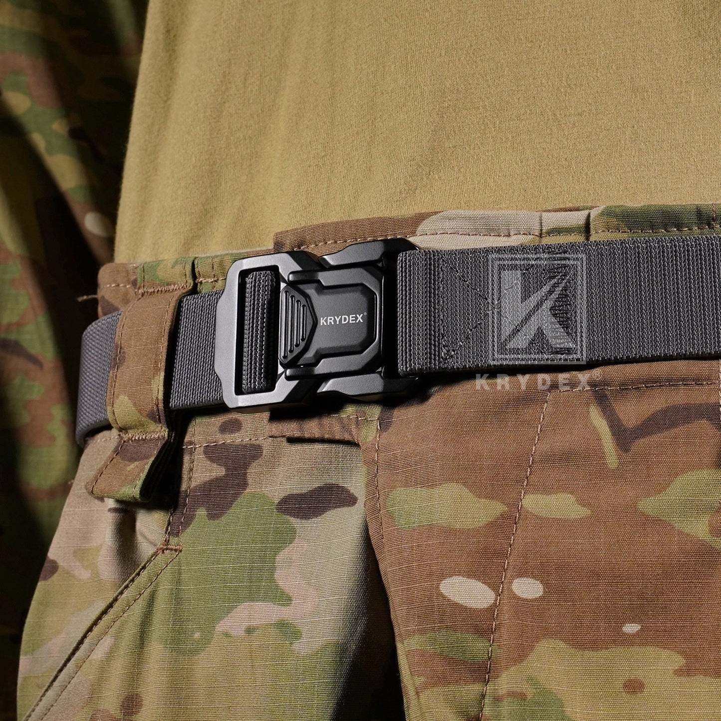 Krydex Tactical Belt 1.5" Stretch Nylon Rigger Belt with Quick Release Buckle Heavy Duty Jeans Chino Belt