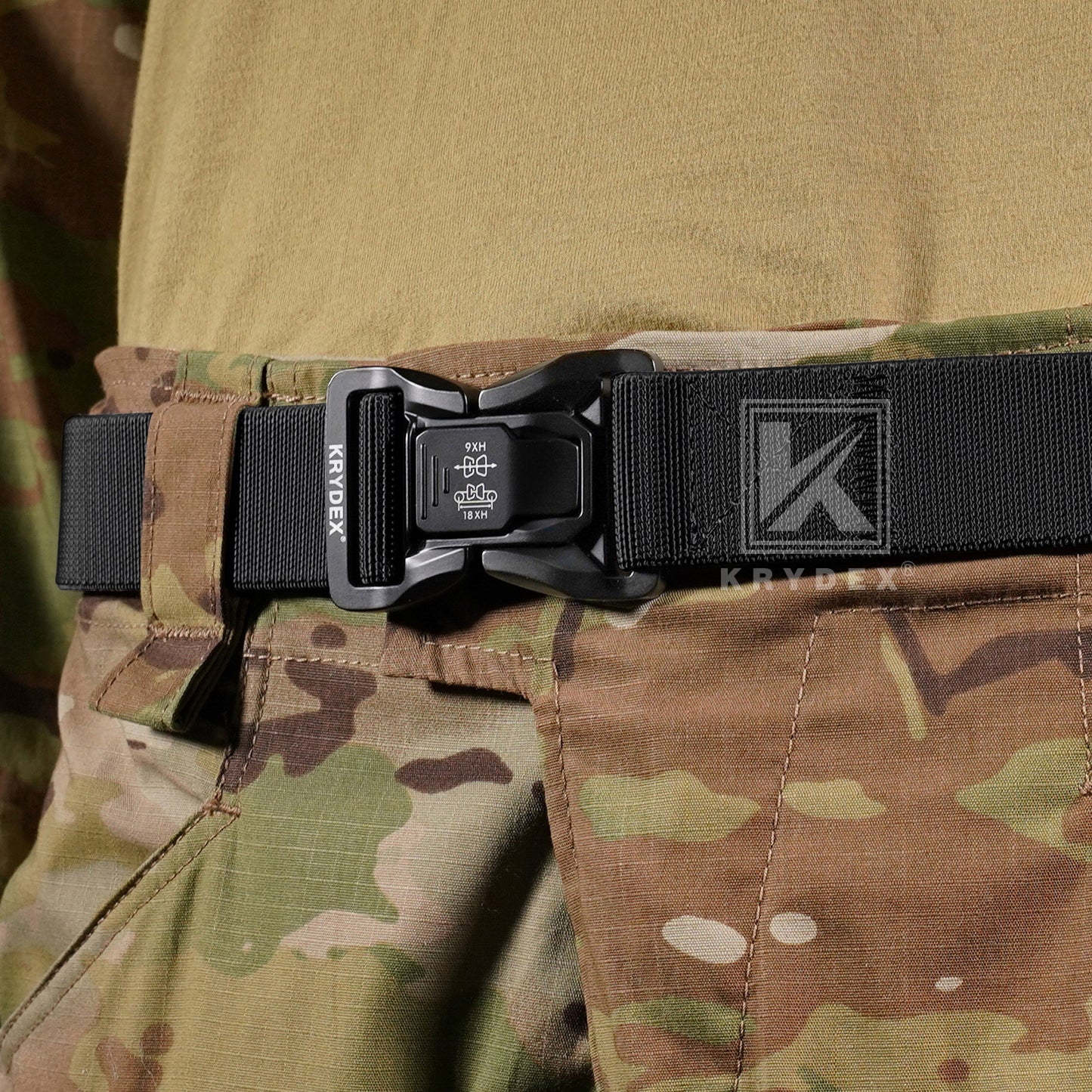 Krydex Tactical Belt 1.5" Stretch Nylon Rigger Belt with Quick Release Buckle Heavy Duty for Work EDC Outdoor Duty Belt