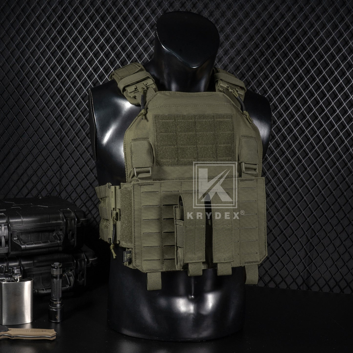 Krydex Tactical 9mm Double Mag Pouch Modular Single / Double Stack Pistol Magzine Holder MOLLE Compatible