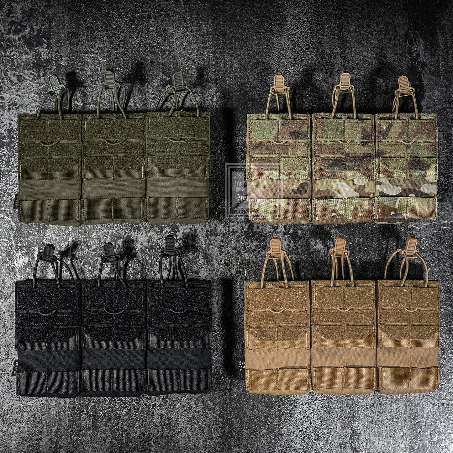 Krydex Tactical 556 Triple Mag Pouch Open Top MOLLE Magazine Holder for M4/M16/AR15 Fast Draw Quick Reload