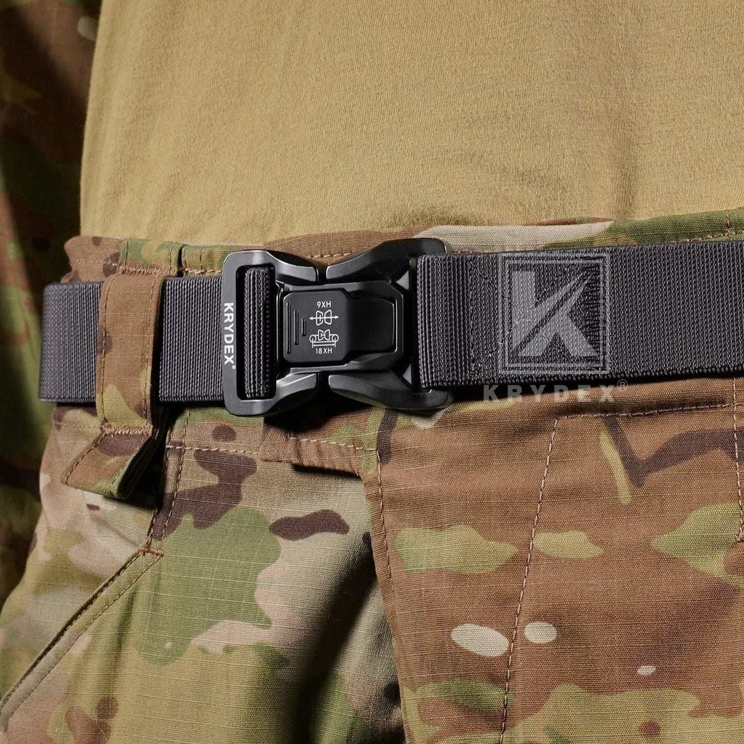 Krydex Tactical Belt 1.5" Stretch Nylon Rigger Belt with Quick Release Buckle Heavy Duty for Work EDC Outdoor Duty Belt