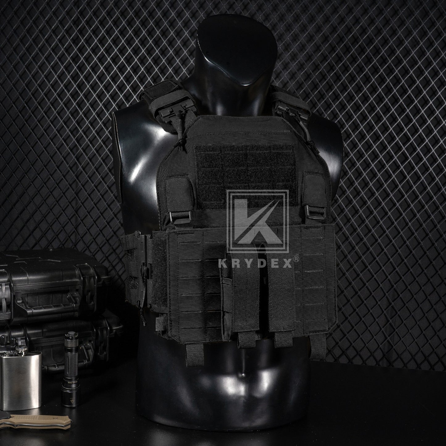 Krydex Tactical 9mm Double Mag Pouch Modular Single / Double Stack Pistol Magzine Holder MOLLE Compatible