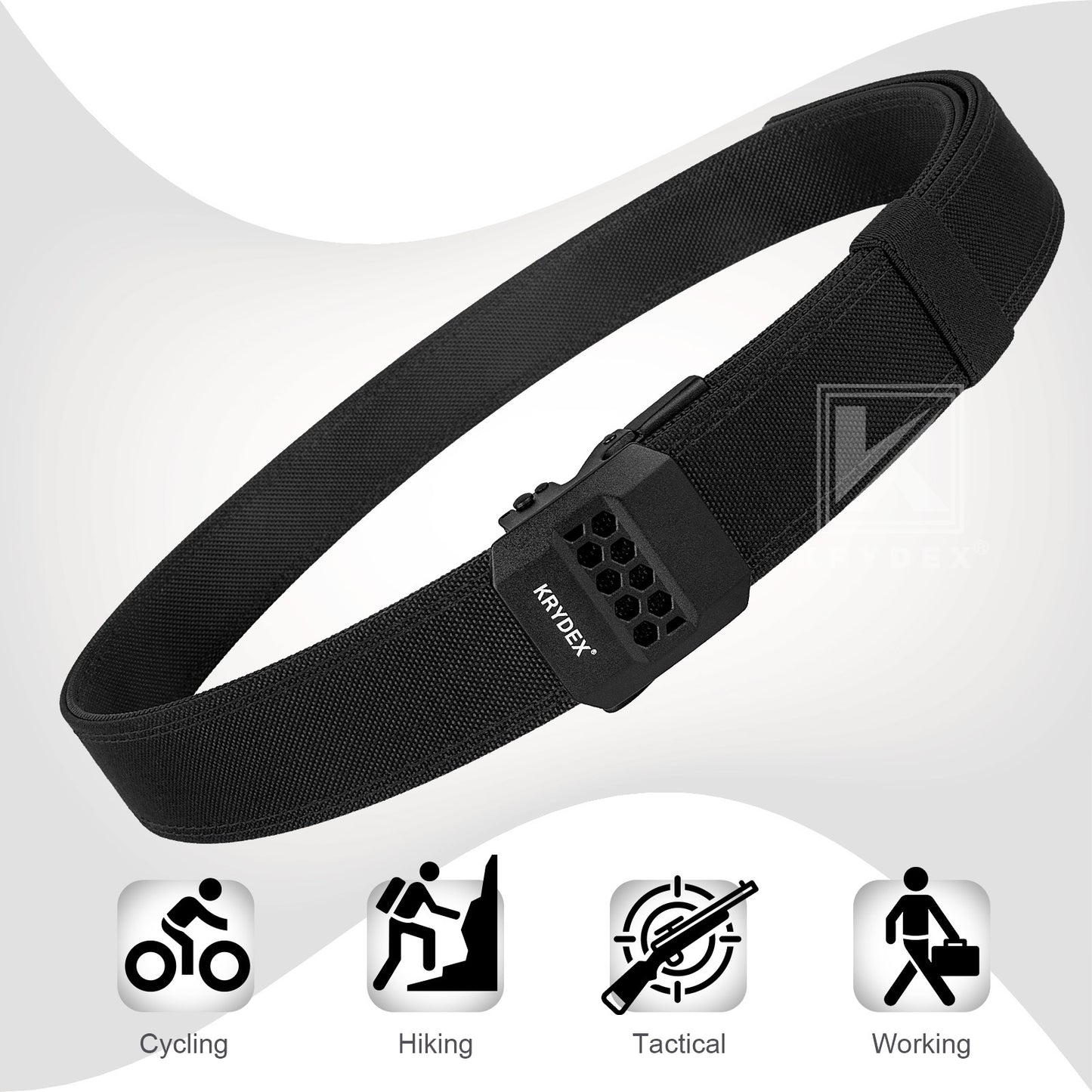 Krydex Tactical Belt 1.5" Heavy Duty EDC Gun Belt Rigid Nylon CCW Belt Quick Release No Sag Belt
