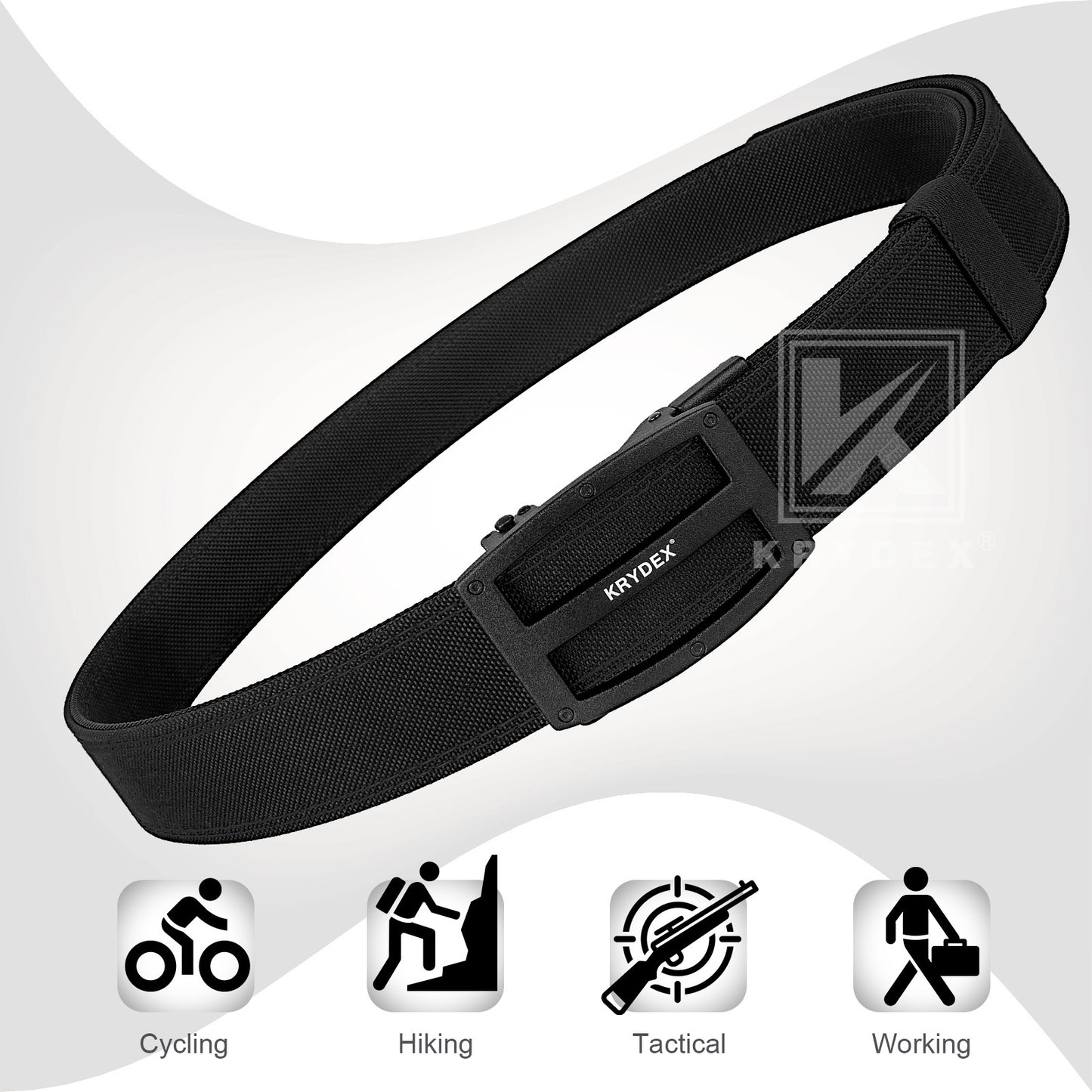 Krydex Tactical 1.5" Heavy Duty EDC Gun Belt Rigid Nylon Easy-on Adjustable Belt for Men