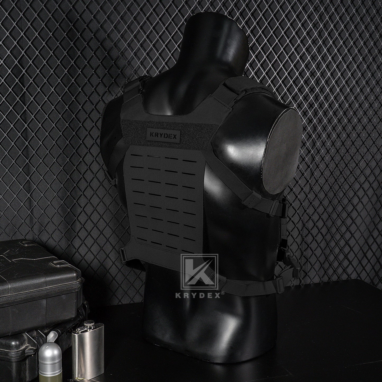 Krydex Tactical Chest Rig Shoulder Strap with Back MOLLE Panel Add-on Loading System
