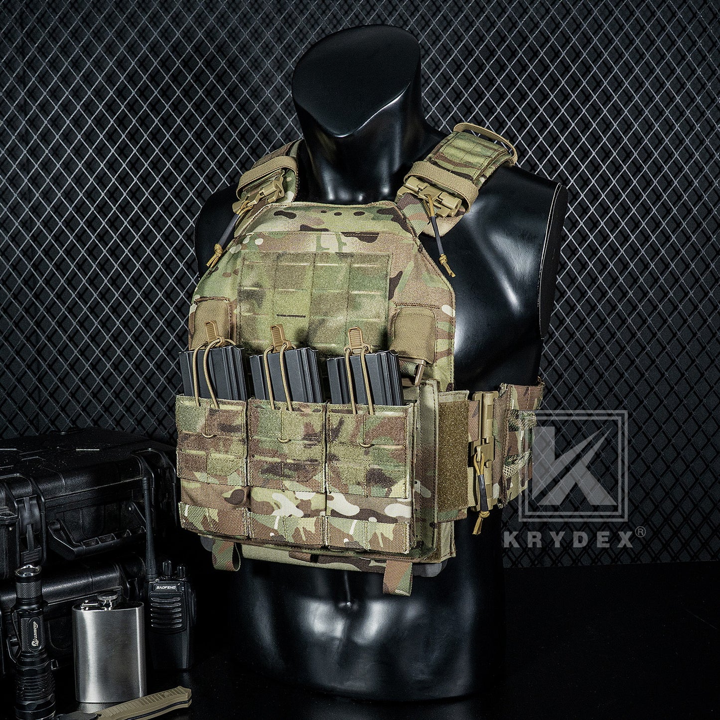 Krydex Tactical 556 Triple Mag Pouch Open Top MOLLE Magazine Holder for M4/M16/AR15 Fast Draw Quick Reload