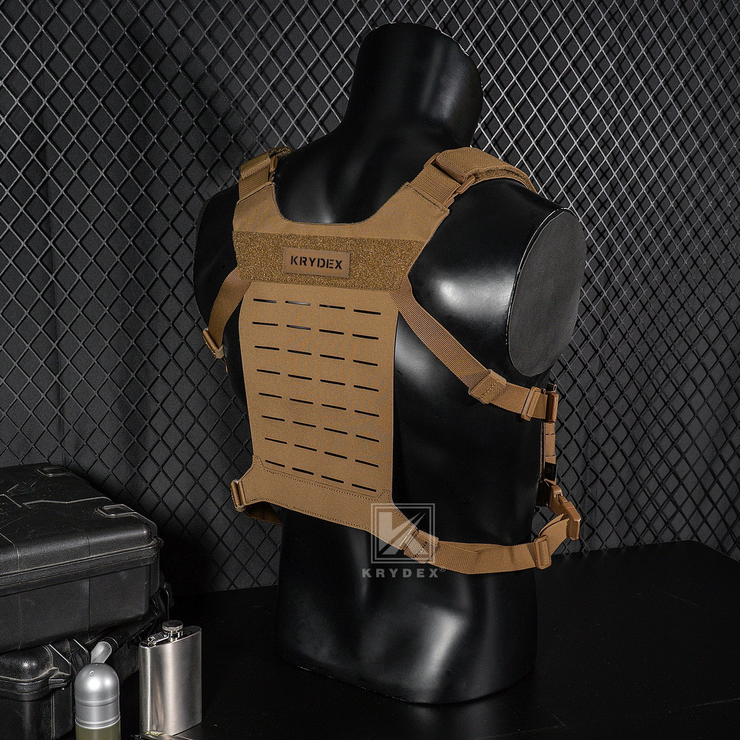 Krydex Tactical Chest Rig Shoulder Strap with Back MOLLE Panel Add-on Loading System