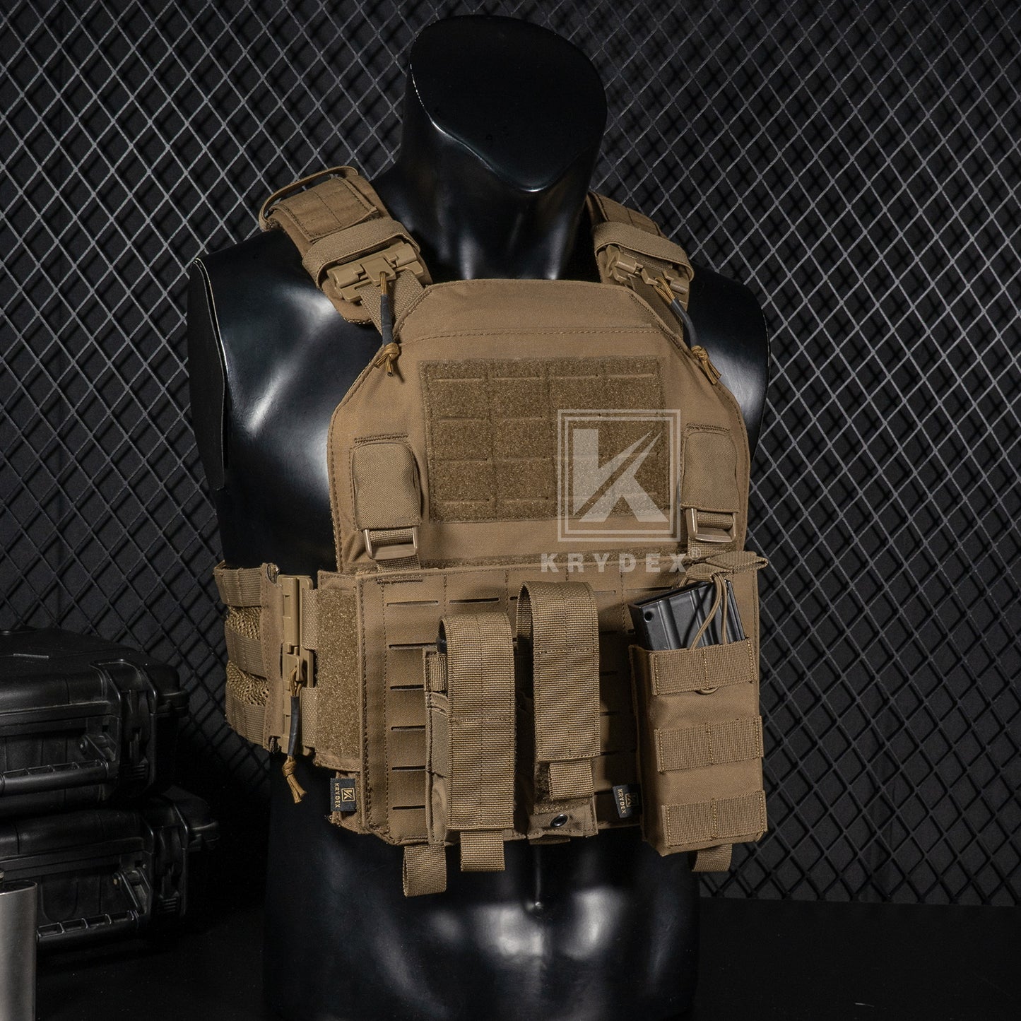 Krydex Tactical 9mm Double Mag Pouch Modular Single / Double Stack Pistol Magzine Holder MOLLE Compatible